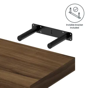 GoodHome Cusko Walnut effect Rectangular Floating shelf (L)30cm x (D)23.5cm