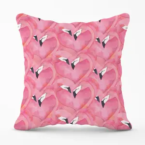 Watercolour Flamingo Hearts Outdoor Cushion 45cm x 45cm