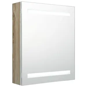 Berkfield LED Bathroom Mirror Cabinet White and Oak 50x14x60 cm