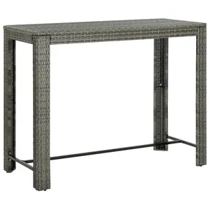 Berkfield Garden Bar Table Grey 140.5x60.5x110.5 cm Poly Rattan