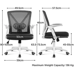 Yaheetech Mesh Office Chair with Flip-up Armrests - White