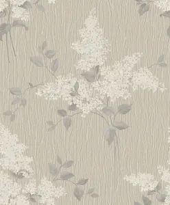 Belgravia Tiffany Fiore Heavyweight Textured Vinyl Floral Wallpaper Natural 41320