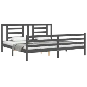 Berkfield Bed Frame with Headboard Grey 200x200 cm Solid Wood