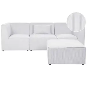 3 Seater Modular Jumbo Cord Sofa with Ottoman Off White LEMVIG