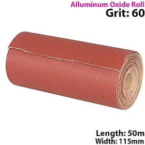 50m 60 Grit Aluminium Oxide Sand Paper Rolls Long Life Sanding Grinding Sheet