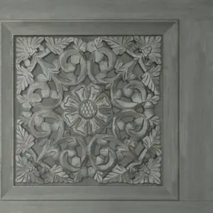 Carved Panel Charcoal Wallpaper