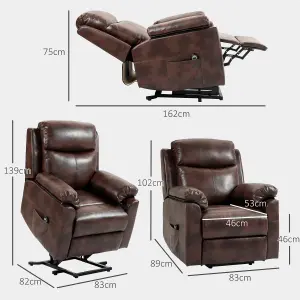 HOMCOM Power Lift Chair Electric Riser Recliner with Remote Control, Brown