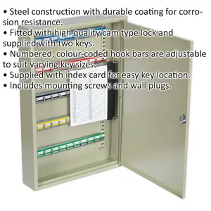 Secure Wall Mounted Locking Key Cabinet Safe for 50 Keys - Durable Steel Construction