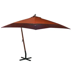 Berkfield Hanging Parasol with Pole Terracotta 3x3 m Solid Fir Wood