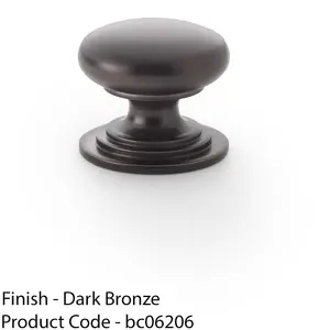 Stepped Round Door Knob - Dark Bronze 25mm Classic Kitchen Cabinet Pull Handle