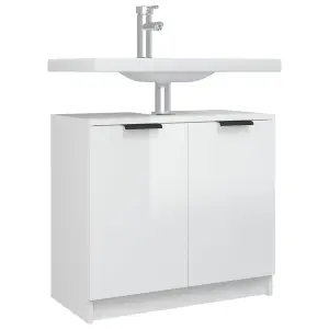 Berkfield Bathroom Cabinet High Gloss White 64.5x33.5x59cm Engineered Wood