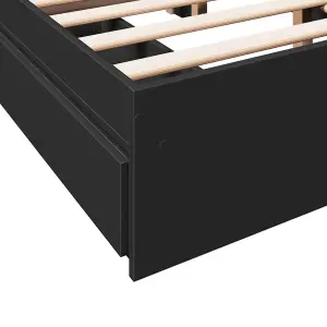 Berkfield Bed Frame with Drawers without Mattress Black 120x190 cm Small Double