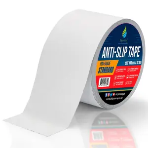 Non Slip Tape Roll Pro Standard Grade -Indoor/Outdoor Use by Slips Away - White 100mm x 18m