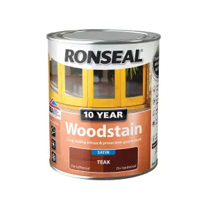 Ronseal 10 Year Teak Satin Quick dry Doors & window frames Wood stain, 750ml