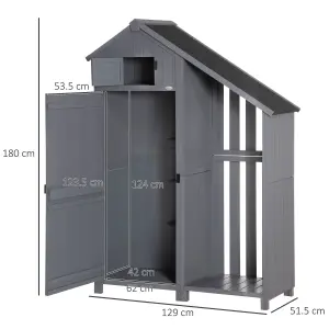 Outsunny Fir Garden Storage Shed With Shelves Log Rack, For Garden Tools