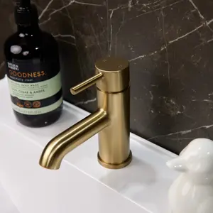 Flode Kumla Mono Basin Mixer Tap - Brushed Brass