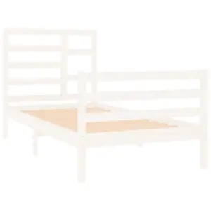 Berkfield Bed Frame White Solid Wood 90x190 cm 3FT Single