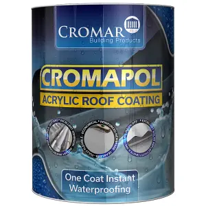 Cromapol Acrylic Waterproof Roof Coating - Emergency Leak Repair - 5KG Grey