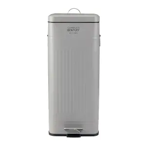 30L Steel Square Retro Kitchen Pedal Waste Bin Light Grey