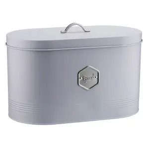 Cooks Professional Kitchen Storage Bread Bin With Nameplate Grey / Silver