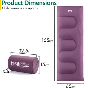 Kids Sleeping Bag 2 Season Mini Junior Envelope Outdoor Camping 200gsm Purple Trail