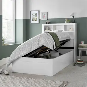 Rest Relax Oakley White Wooden Ottoman Storage Bed