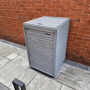 68cm x 1.14m Grey Wooden Outdoor Garden Wheelie Bin Store Storage for 1 Bin