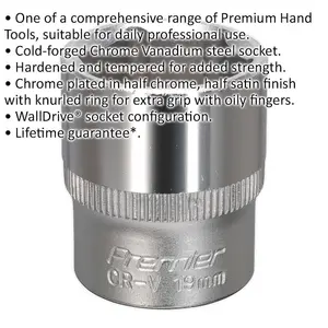 19mm Chrome Vanadium Forged Steel Drive Socket - 3/8" Square Drive