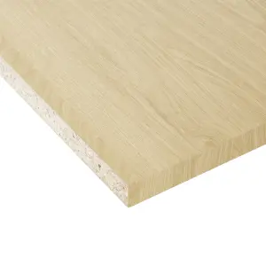 Oak effect Semi edged Furniture panel, (L)2.5m (W)200mm (T)18mm