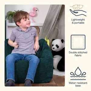 icon Kids Morgan Corduroy Armchair Bean Bag Teal Green Childrens Bean Bags