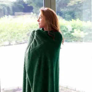 Snug Rug Blanket Luxury Sherpa Fleece Sofa TV Throw Gift Blankets 127x178cm - Racing Green