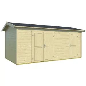 Lasita Osland Tuvalu XL Storage Shed Two Rooms - 5m x 3m - 28mm Wall Logs