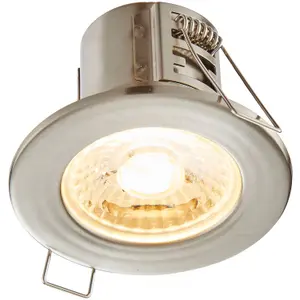 Tool-less Recessed Bathroom IP65 Downlight - 4W Warm White LED - Satin Nickel