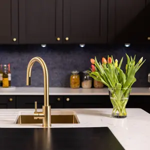 Flode Dolja Kitchen Sink Mixer with Concealed Pull Out Hose and Spray Head Brushed Brass