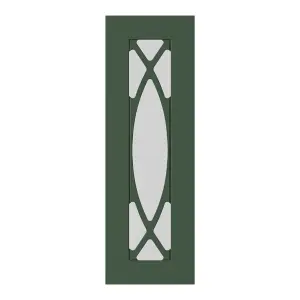 GoodHome Artemisia Matt dark green Shaker Glazed Tall glazed Cabinet door (W)300mm (H)895mm (T)18mm