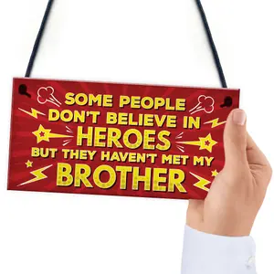 Red Ocean HERO Brother Christmas Birthday Gift Hanging Comic Plaque For Big Brother Friendship Family Keepsake