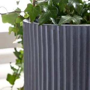 Small Blue Rippled Finish Hanging Pots Planter Indoor Outdoor Garden Houseplant Flower Plant Pot