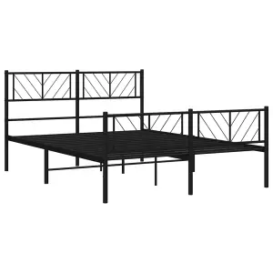 Berkfield Metal Bed Frame with Headboard and Footboard Black 135x190 cm