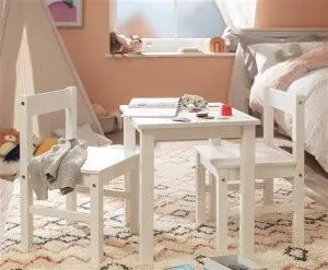 Argos Home Kids Scandinavia Wood Table & 2 Chairs - White