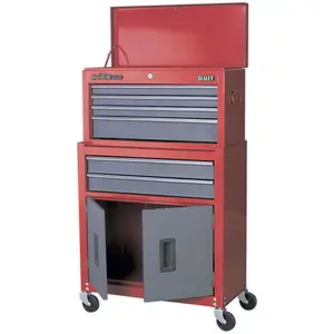 6 Drawer Red Tool Chest Unit with Rollcab - 615 x 295 x 705mm