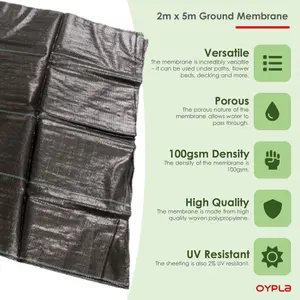 Oypla 2m x 5m Heavy Duty Weed Control Ground Cover Membrane Sheet