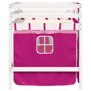 Berkfield Kids' Loft Bed with Curtains without Mattress Pink 80x200 cm