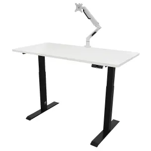 Dellonda White Electric Adjustable Standing Desk, 1400 x 700mm Dual Motor 100kg