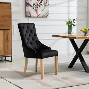 Ravenna Velvet Dining Chairs - Set of 2 - Black