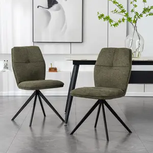 Luna Modern Fabric Dining Chair Padded Seat Metal Leg Kitchen 4 Pcs (Green)