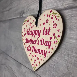 Red Ocean First Mothers Day Gift 1st Mothers Day Card Wooden Heart Nanny Gift Nan Gift Keepsake Plaque