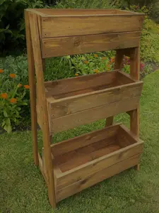 Wooden Ladder Planter Plant Garden Herb Strawberry Raised Vertical Stepped Tiered 620mm  Wide