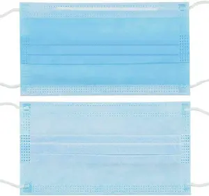 3-Ply Disposable Face Mouth Guard Earloop Dust Proof Personal Protection Civil Masks Respiration, Pack of 50Pcs, Blue