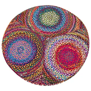 Round Cotton Area Rug 140 cm Multicolour LADIK