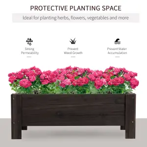 Outsunny Wooden Garden Raised Bed Planter Grow Containers Pot, 100x36.5x36cm